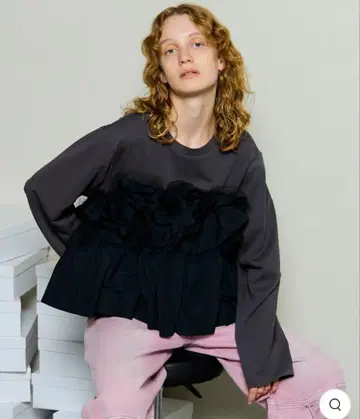 MAISON SPECIAL Mixed Fabric Frill Tops