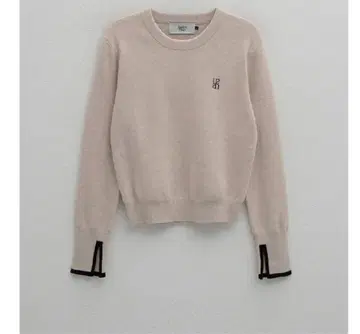 아틀리에 나인 긴팔 니트 베이지 로고 자수