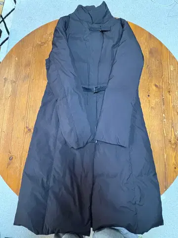 ICB 블랙 다운 롱 코트 하이넥 벨트 포함