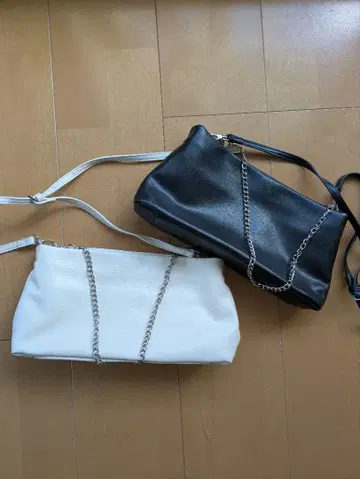 meri 더블 스트랩 미니백 블랙 화이트