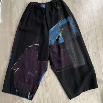 Y's 아트풍 와이드 팬츠 블랙/파랑/보라색