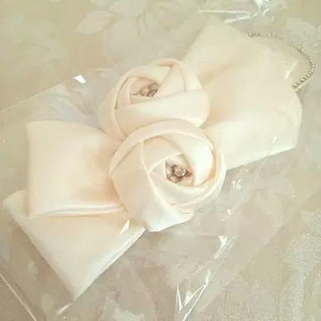 러브 티아라 리본 보닛 새틴 로즈 비쥬 아이보리