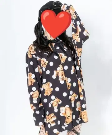 TRAVAS TOKYO 도트 곰 승화 프린트 올 패턴 셔츠