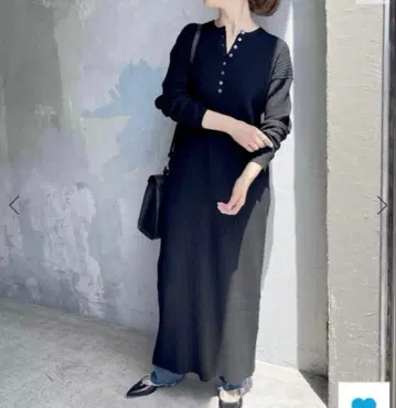 spick and span 헨리넥 리브 니트 원피스 블랙