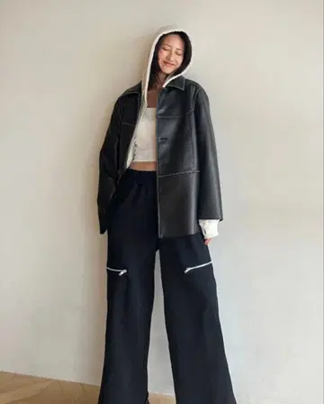 새상품 시루무린 Heavy Sweat Side Zip 컷 팬츠 S