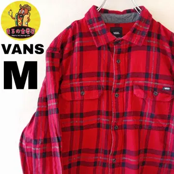 USA 구제 의류 VANS 플란넬 셔츠 M 레드 블랙 체크