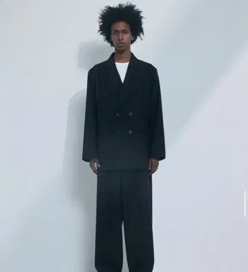 ekat 더블 브레스트 테일러드 자켓 블랙