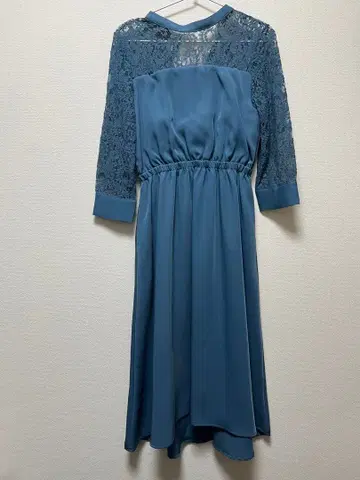 [ 새상품급 ] 긴팔 레이스 절개 허리 리본 원피스