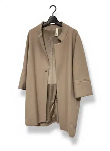 [ 겨울용 ] 그레이 베이지 심플 롱 코트 7분 소매