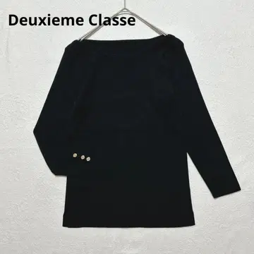 새상품급 두지엠 클라세 보트넥 골드 버튼 니트 울 블랙