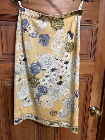 레오나르 장미 스커트 LEONARD 울과 실크