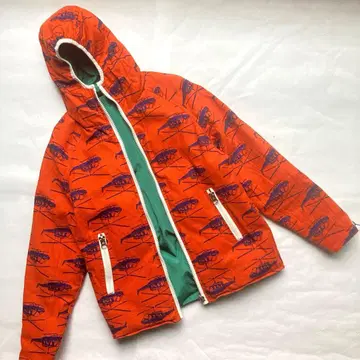 헬리콥터 리버서블 안팎 오렌지 그린 나일론 후드티 집업