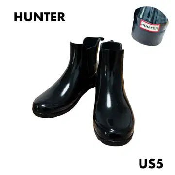헌터 숏 사이드 고어 레인부츠 블랙 US5