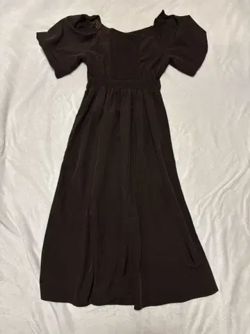 브라운 프릴 소매 원피스 M