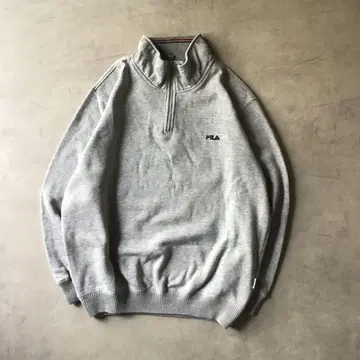 [ 인기 ] champion 맨투맨 하프 지퍼 그레이 가슴 로고 자수 L