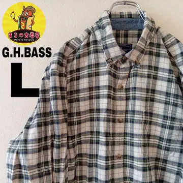 USA 구제 의류 G.H.BASS 플란넬 셔츠 L 그린 화이트 체크