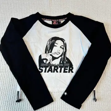 x-girl M 크롭 긴팔 티셔츠 그래픽 프린트