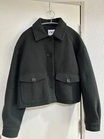 ZARA 숏 더플 코트 모스그린