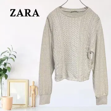zB1209 [S] ZARA 케이블 짜임 링크스 짜임 크롭 기장 니트