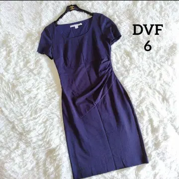 컨디션 최상 DVF 원피스 6 네이비 타이트 반팔 허리 개더