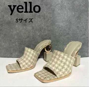 슬림 레그 효과 YELLO 샌들 스퀘어토 청키힐 S 사이즈
