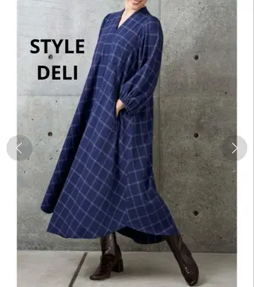 새상품 스타일 델리 [ LUXE ] 그래프 체크 무늬 A 라인 원피스