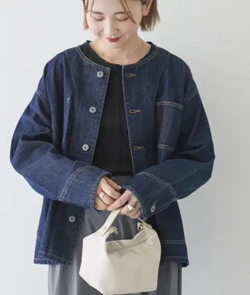 아메리칸 홀릭 노카라 데님 커버올 L