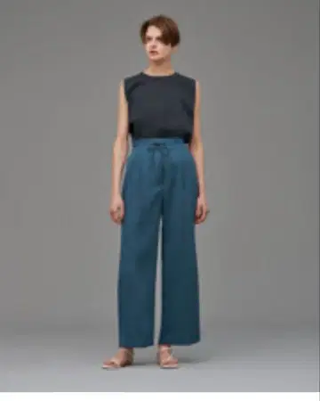 다크 블루 와이드 팬츠 드로우 스트링