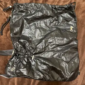 JEANASIS 블랙 나일론 드로우 스트링 백팩