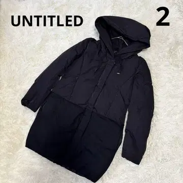 UNTITLED 이소재 절개 후드 부착 다운 코트 블랙 2