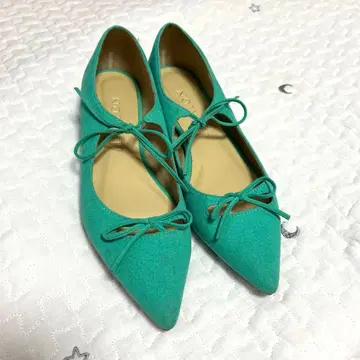 르 탈론 포인티드 더블 리본 플랫 22.5 그린