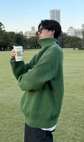 nugu LUIJOIE 하프 지퍼 스웨터 그린