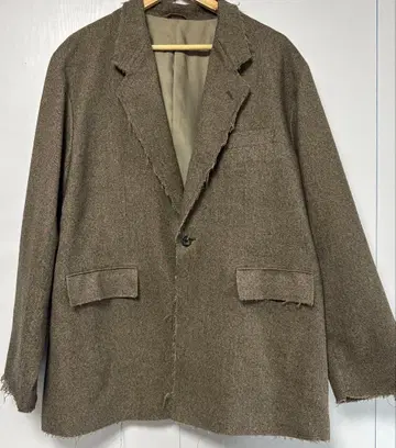 새상품급 BEAMS 컷오프 트위드 자켓 브라운 L