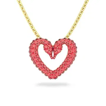 [ 컨디션 최상 ] 스와로브스키 목걸이 Una 하트 파베 스완 레드