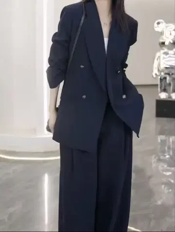 새상품 네이비 더블 브레스트 셋업