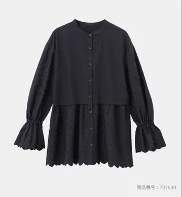 [택 포함 미사용 새상품] PLST 플라스테 컷워크 레이스 셔츠 블랙