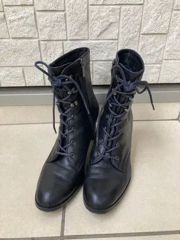 리갈 레이스업 부츠 [ 24cm ] 블랙 사이드 지퍼 가죽