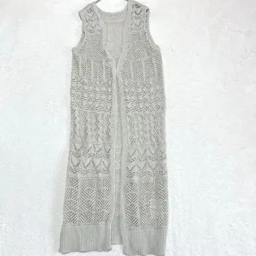 시마무라 니트 롱베스트 레이스 편직 M 오픈 프론트 겉옷 멋짐