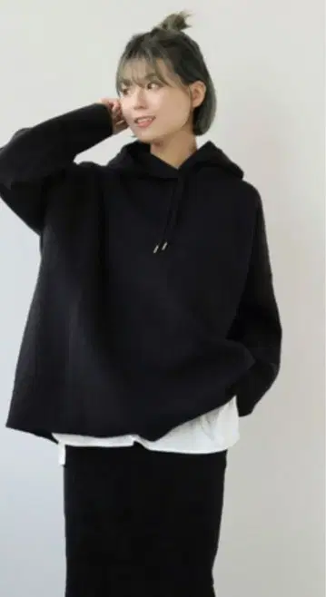 니트 후드티 오버 사이즈 블랙 B.C STOCK