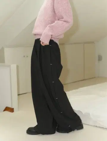 haek 블랙 와이드 팬츠