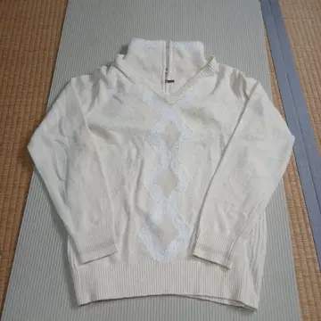 애쉬워스 여성용 골프 긴팔 스웨터 아이보리 L 사이즈