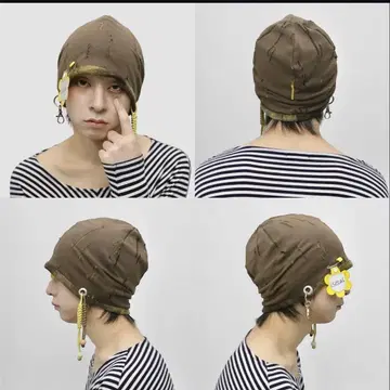 isecai 비니 Whimsy Beanie Brownx Yellow