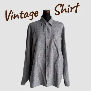 Vintage 네프 체크 무늬 긴팔 셔츠 그레이