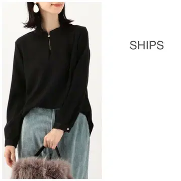 새상품급 SHIPS 쉽스 세탁 가능한 백 새틴 롱 슬리브 블라우스 상의