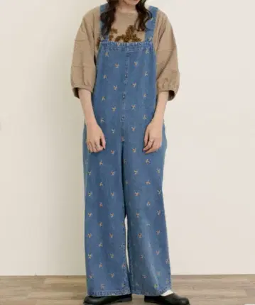 사만사 모스모스 SM2 자수 데님 살로펫 팬츠 데님 오버롤