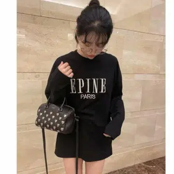 에피누 epine 롱T 티셔츠 긴팔 블랙 로고 자수