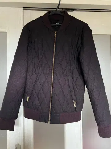H&M 와인 브라운 퀼팅 자켓