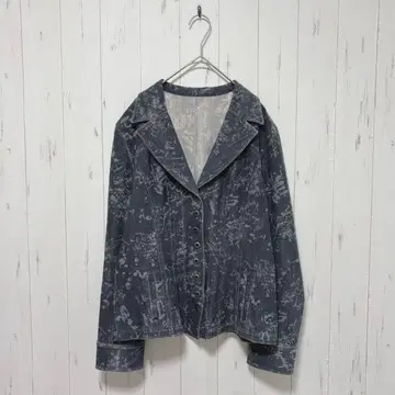 Y130 로자 스크럽 올 패턴 자켓 L 화려한 레어 디자인 그레이