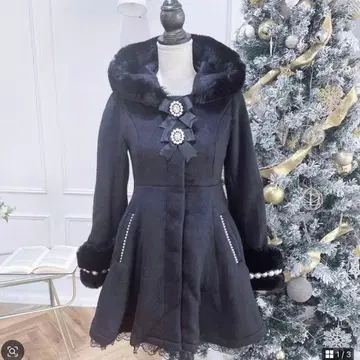 MARS 비쥬 리본 롱 코트 블랙