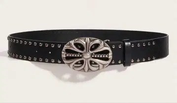 크롬 애호가 필수템 스터드 장식 블랙 가죽 벨트 dude9